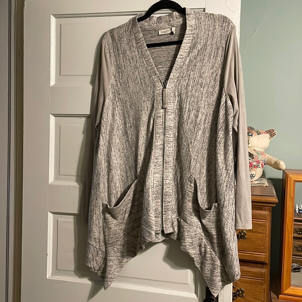 Logo zip up cardigan cream Large